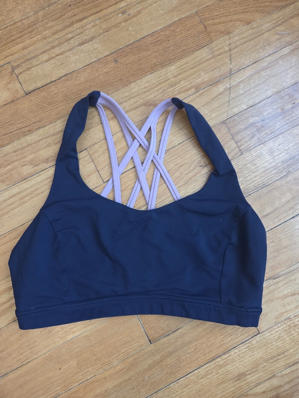 Lululemon Free to Be Serene Bra Size 8 Navy Blue Pink Strappy Criss Cross Back - Picture 4 of 8